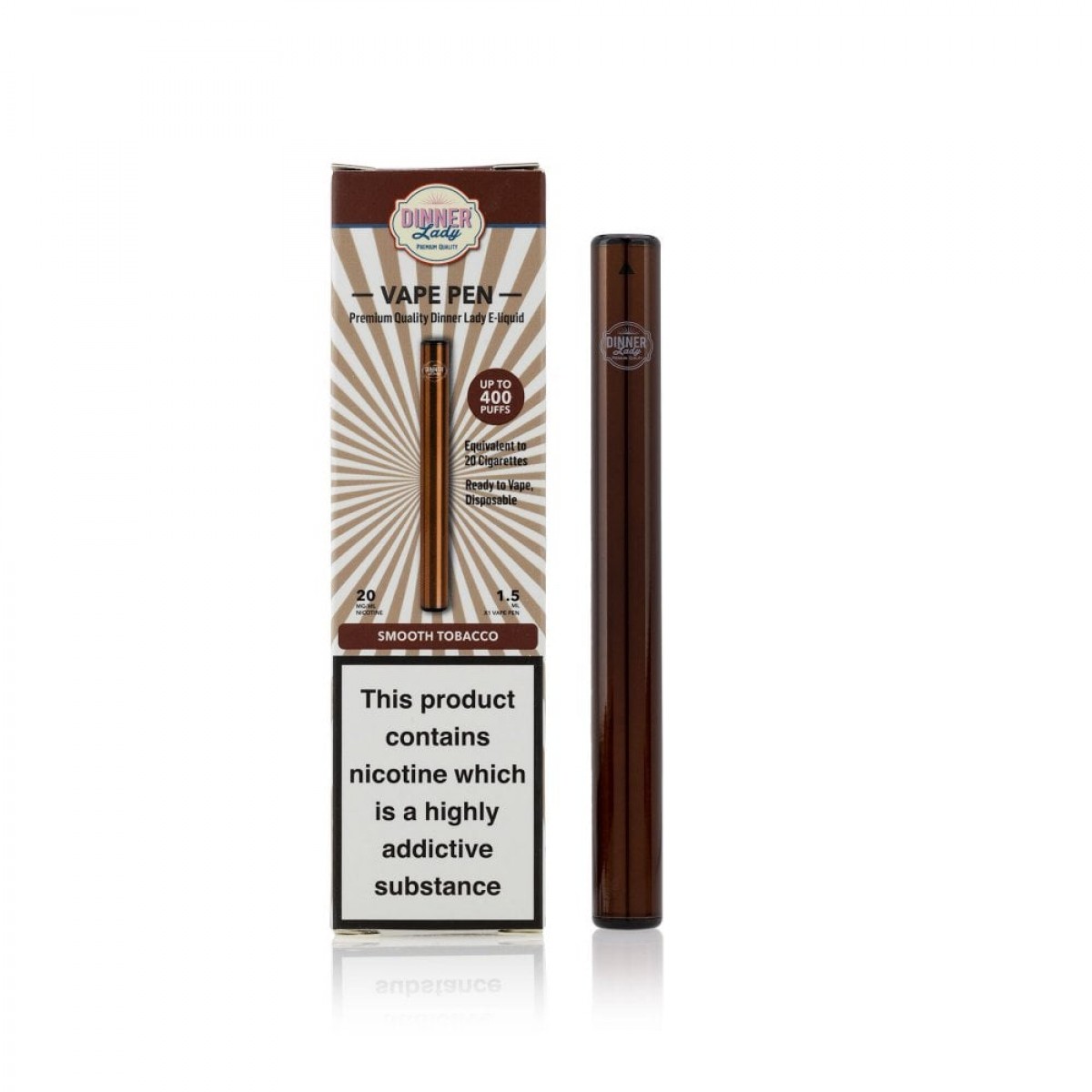 Dinner Lady Smooth Tobacco Disposable Vape Pen 20Mg 1.5ml